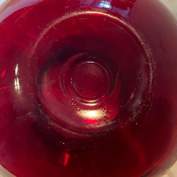 Vintage Anchor Hocking Depression Ruby Red Round Vase - Picture 6 of 7